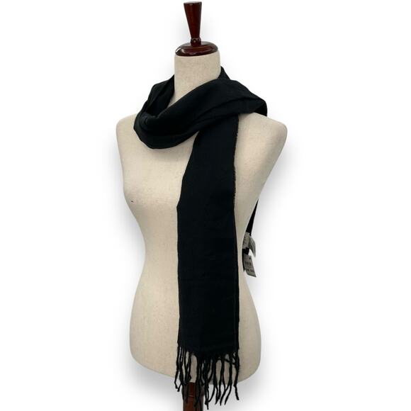 Macy's Style&Co Black Fringe Trim Scarf Oblong Rectangle Solid Knit Warm Winter - Picture 12 of 16